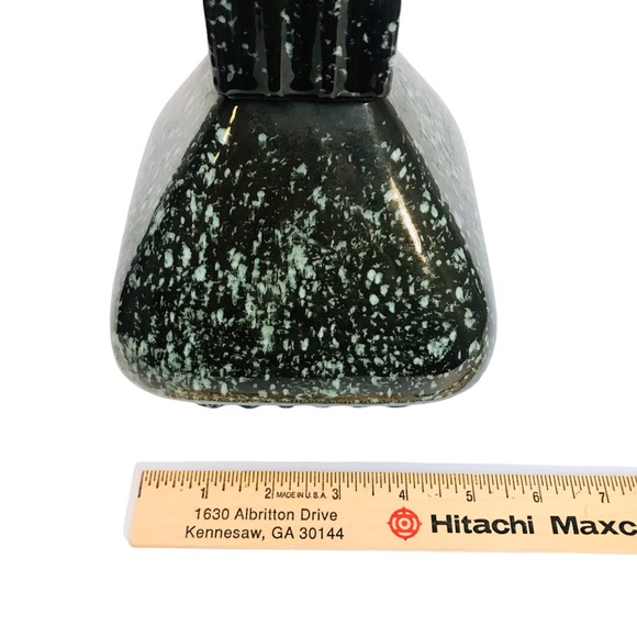 Savoy China Green White Splatter Ceramic Vase 12” MCM Vintage USA Flared Genie - Picture 12 of 12